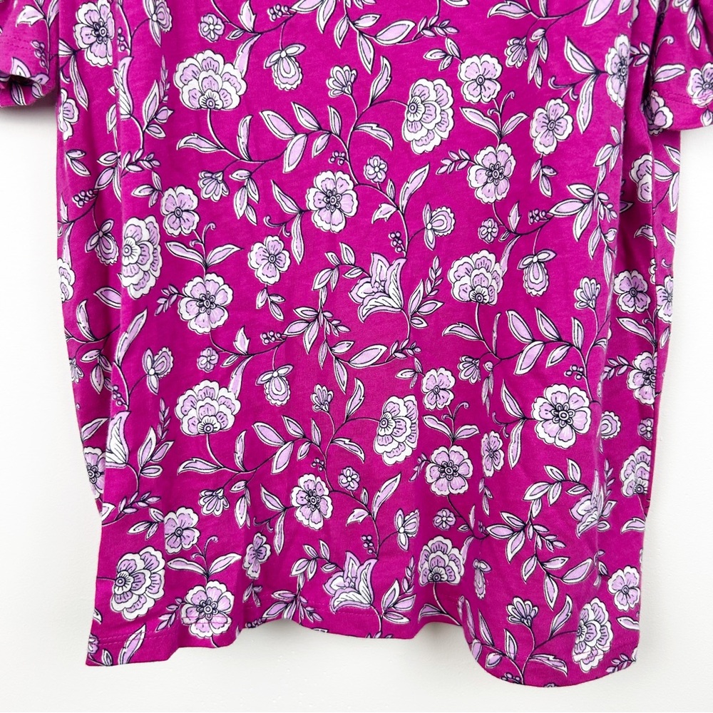 Loft Floral Cinched Puff Sleeve Tee NWT Medium - Picture 6 of 9